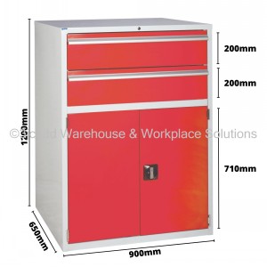 Euroslide Storage Cabinet 2 Drawer & Cupboard 1200mm